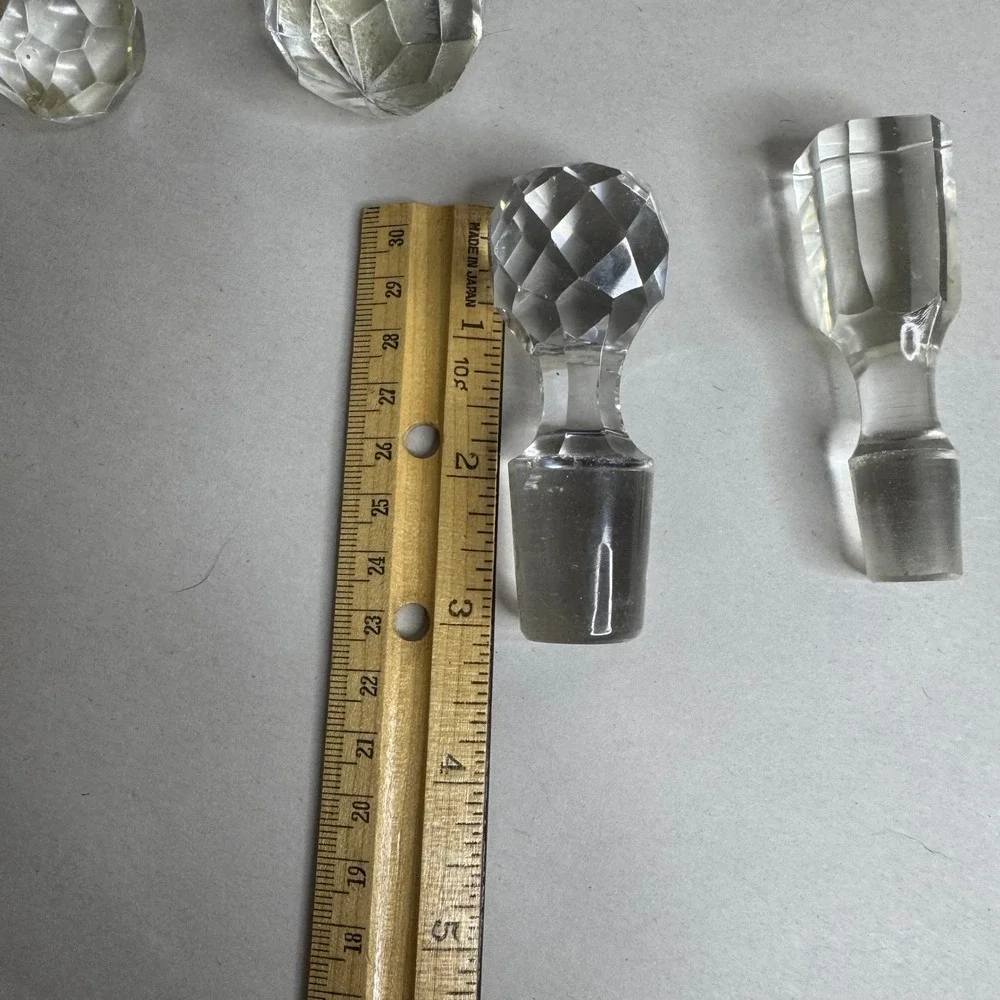Vintage Clear Cut Glass Decanter Stoppers Lot of 5 Replacement Parts Mixed Style